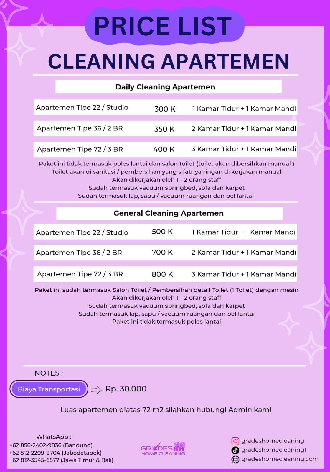 biaya jasa bersih apartemen