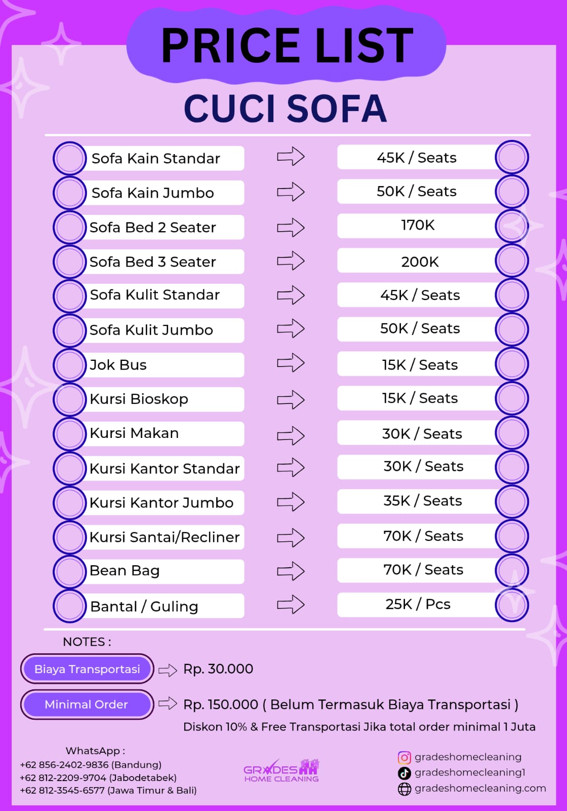 biaya jasa cuci sofa