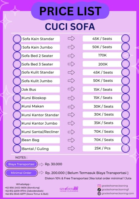 harga jasa cuci sofa